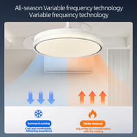 Nouveau Ventilateur de Plafond LED Intelligent et Silencieux 2026 pour Restaurant, avec Moteur DC 220V et Lampe Suspendue Invisible en Fer, Idéal pour la Maison