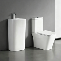 Ensemble WC deux pièces blanc en céramique – Cuvette et cuvette de toilette