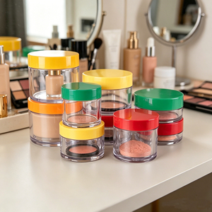 Customizable LOGO And Color Clear <b>Glass</b> Cosmetic Jars Logo Sticker Empty Face Cream <b>Container</b> With Multi Color Lids - Product Image 2