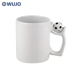 11oz Plain White Promotional Ceramic Mug Custom Design Football Handle Ceramic Coffee Mugs Cups