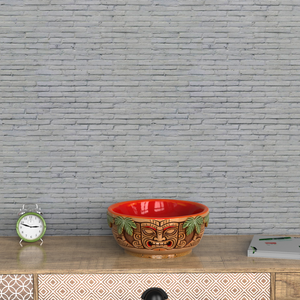 Mangkuk Anjing Keramik Gaya Tiki Dekoratif Kustom, Mangkuk Makan Hewan Peliharaan Berukir Lukisan Tangan, Mangkuk Pakan Anjing Besar untuk Anjing Kecil dan Sedang - Product Image 4