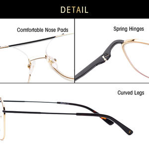 Montures de lunettes carrées en métal gris pour hommes 5091 – Lunettes optiques pour myopie, forme de visage moyenne - Product Image 2