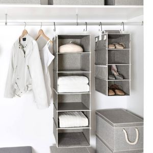 Organisateur de placard suspendu à 6 étagères en tissu pour l'organisation et le rangement des sacs dans le placard - Product Image 1