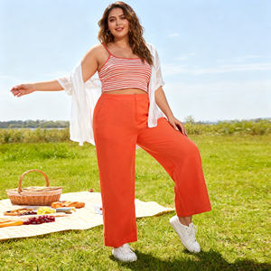 <span class=keywords><strong>Pantaloni</strong></span> da donna taglie forti <span class=keywords><strong>in</strong></span> <span class=keywords><strong>lino</strong></span> <span class=keywords><strong>misto</strong></span> Comfort con cinturino elastico <span class=keywords><strong>in</strong></span> vita con cerniera a mosca funzionale tasche inclinate sul retro - Product Image 1