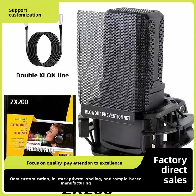 48V ZX200 Condenser Microphone for Streamers Recording Studios Karaoke Live-Streaming