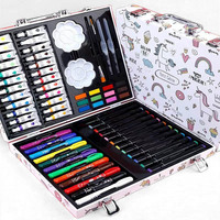 2022 nouveaux cadeaux beau pack 53 pièces Non toxique enfants boîte en bois aquarelle stylo couleur crayon Art dessin ensemble peinture ensemble