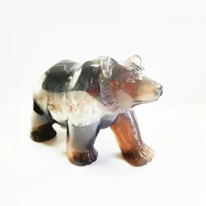 Wholesale Bulk Hand Carved Geode Agate Druzy Penguin Wolf Bear Healing Crystal Carving Animal