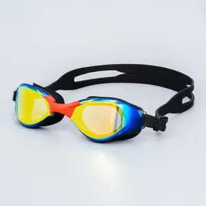 Men Women Adult Competition Swimming Sports Electroplate Coated Mirror Lens Splash Swimming Goggles Silicone