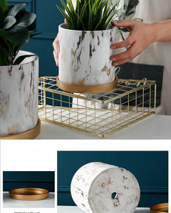 European <strong>Cement</strong> Flowerpot Ceramic Golden Water Transfer Printing Contracted the Zone of the Personality <strong>Tray</strong> Other Green - Product Image 4