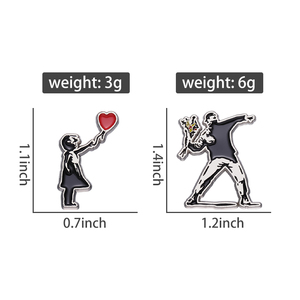 Pin Kerah Enamel Bentuk Gadis dengan Bunga Balon, Bros untuk Tas Ransel dan Pakaian, Aksesoris Perhiasan, Seni Lucu, Badge Kerah yang Menawan, Grosir - Product Image 6