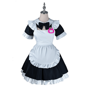 Disfraz de Anime para <span class=keywords><strong>Mujer</strong></span>, Estilo Maid, para Halloween, con <span class=keywords><strong>Peluca</strong></span> y Ropa Lolita, Traje Blanco y Negro de Poliéster para Chicas - Product Image 1