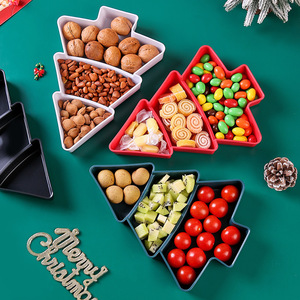 Plateau à fruits de Noël à 3 niveaux en plastique avec compartiments divisés pour bonbons, noix, fruits secs, plateau de rangement pour la maison, sans BPA - Product Image 2
