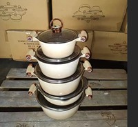 Ensemble de casseroles en aluminium brossé de qualité supérieure, 10 pièces, 24, 26, 28, 30 cm, épaisseur renforcée, poignée rivetée pour une sécurité accrue, export en gros