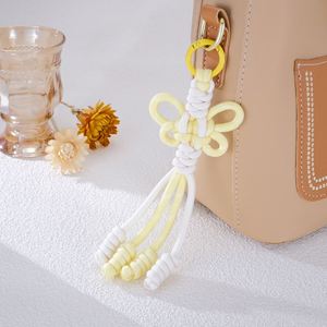 Porte-clés tressé à la main avec nœud chinois, breloque en corde de polyester colorée, pendentif tissé fait main pour décoration de sac, cadeau - Product Image 3