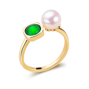 Anillo de Perlas Redondas Blancas de 6mm al por Mayor, Anillo de Moda de Cobre Chapado en Oro de Zhuji, Selección de Joyería al por Mayor para Transmisión en Vivo - Product Image 5
