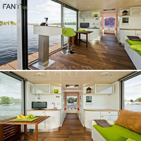 Maison flottante sur l'eau, petite maison flottante sur rivière, panneau solaire, maison flottante miniature, yacht de luxe préfabriqué, prix d'usine