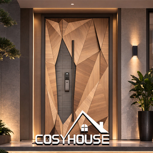 Porte d'entrée principale en bois massif sculpté sur mesure pour villa de luxe - Product Image 2