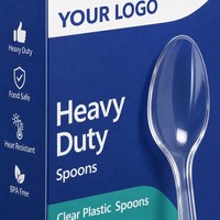 Cucharas de Plástico Transparente Resistentes, Desechables, Aptas para Alimentos, Resistentes al Calor, Libres de BPA, con Logotipo Personalizado, Paquete de 360 Unidades
