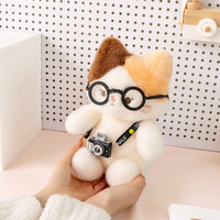 Boneka Kucing Tiga Warna Super Lembut Isi Kapas PP Ukuran Dapat Disesuaikan 11-30cm Teman Anak untuk Menghilangkan Stres Penggunaan di Meja