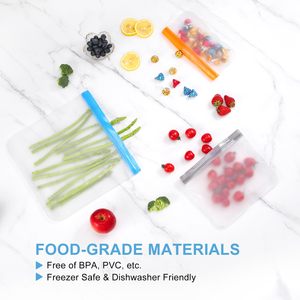 Tùy Chỉnh BPA Miễn Phí Peva Silicone Thực Phẩm Túi Tái Sử Dụng Leakproof Đồ Ăn Nhẹ Rau Thịt Trái Cây Lưu Trữ Túi Tủ Đông Tủ Lạnh An Toàn - Product Image 6