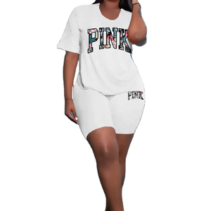 T-shirt pantaloncini da motociclista tute da ginnastica da donna 2 pezzi - Product Image 1