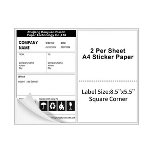 Bán buôn <span class=keywords><strong>A4</strong></span> 2 mỗi tấm 8.5 ''x 5.5'' vận chuyển nhãn nóng chảy dính giấy 210x297 tùy chỉnh chết cắt Bán Bóng Sticker Sheets - Product Image 1