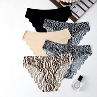 Braguitas de bikini de talle bajo para mujer, sin costuras, invisibles, con estampado de leopardo, acanaladas suaves, para uso diario, con borde ondulado