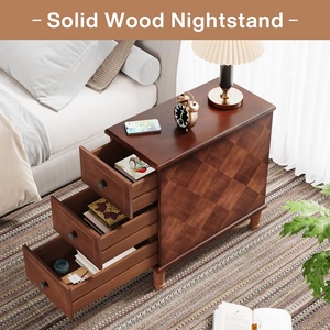 Tribesigns Moderne Massief Houten Eindtafel Volledig Gemonteerd Met Slanke Nachtkastje Voor Het Bed - Product Image 4