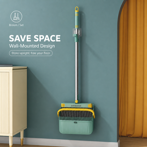 Ensemble balai et pelle peu encombrant avec manche multi-sections, format d'expédition réduit, pelle à poussière avec bord en caoutchouc - Product Image 5
