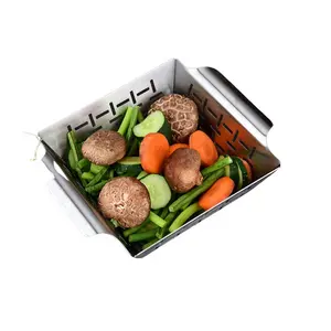 Non Stick Grill Topper Mand Zware Bbq Rvs Groente Grill Wok Accessoires Vlees Kabob Mand Pan Trays