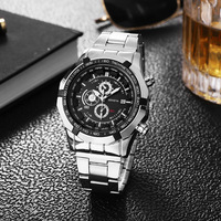 Montre pour homme à bracelet en acier AliExpress transfrontalière, montre à trois cadrans et six aiguilles, montre à quartz avec calendrier européen/américain