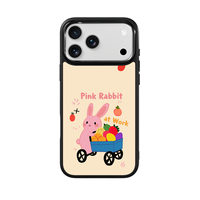 Coque de téléphone AG Feeling Black Edge avec motif lapin rose doré pour iPhone 17, 17 Pro Max, 16 Pro, 15 – Coque magnétique