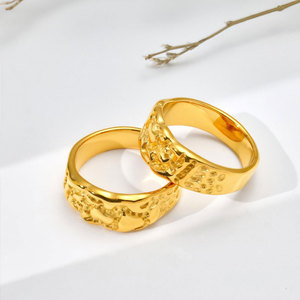 Bagues en acier inoxydable 316L plaqué or PVD 14k 18k de bonne qualité, résistantes à l'eau et inaltérables, style Nugget pour femmes - Product Image 2