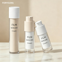 Ensemble de flacons airless rechargeables en PP rose et blanc, cylindres à double paroi pour sérum, emballage cosmétique, estampage or, faible MOQ, OEM