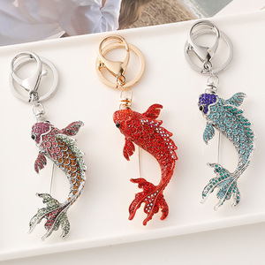 Broche de luxe européenne en forme de carpe Koi ornée de diamants, porte-clés, breloque de sac, pendentif, accessoire, bijou de vacances, cadeau pour <span class=keywords><strong>femme</strong></span> - Product Image 1