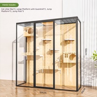 Grande cage intérieure pour chat en verre trempé et bois massif, personnalisable, maison de jeu multi-niveaux de luxe pour chats
