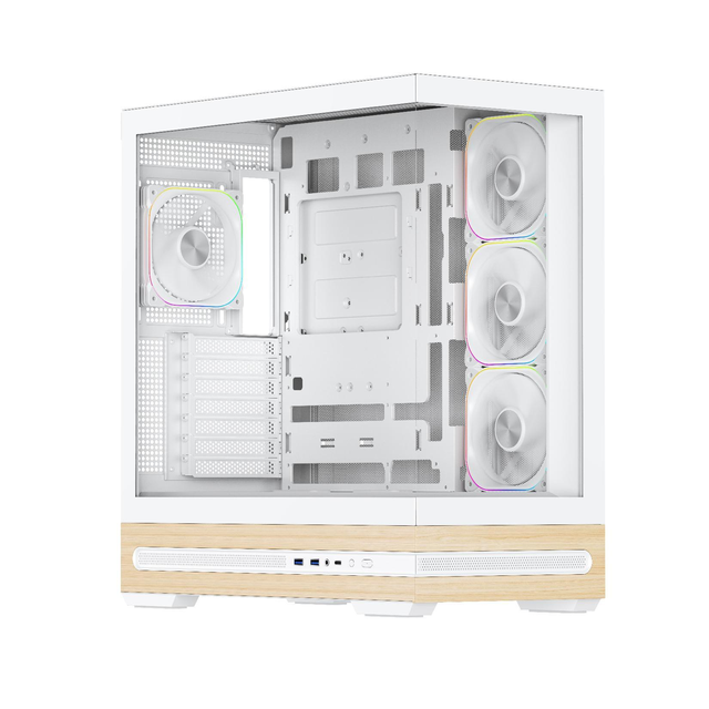2025 New Design Seaview Gaming Computer Case Atx Pc Case Hd Usb3.0 Tempered Glass Computer Case With Wood Grain Design