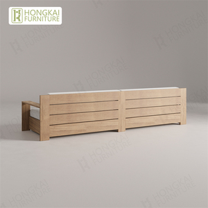 Ensemble canapé de jardin contemporain en bois de teck Table basse à cadre en teck pour l'extérieur Mobilier moderne Appartements Restaurants Plages - Product Image 4