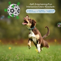 Ballon de football interactif pour chien avec longue sangle et poignées, jouet flottant en TPU pour animaux de compagnie