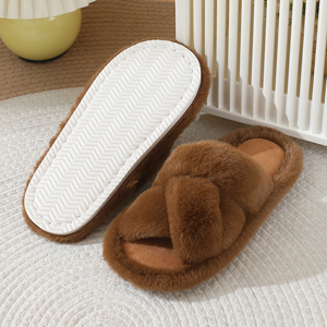 Pantoufles d'intérieur en peluche personnalisées à la mode, antidérapantes, à bout ouvert, vente en gros - Product Image 4