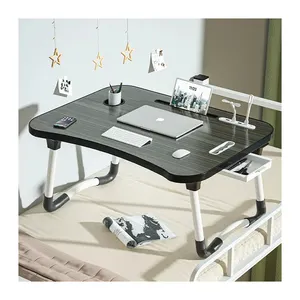 Wholesale Price Waterproof Dark Brown Wood Stand Non-Slip Folding Computer Table With Tilt