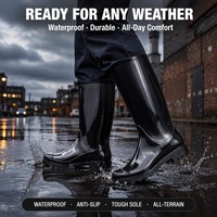 Bottes de pluie antidérapantes pour femmes en PVC, imperméables, résistantes aux acides et aux alcalis, imprimées, bottes Wellington tendance, logo personnalisé disponible