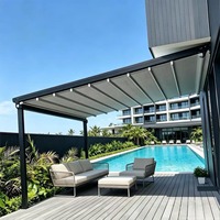 Auvent motorisé télescopique en bois, tente en aluminium coupe-vent, lanterneau rétractable pour événements extérieurs, balcon et patio en hiver