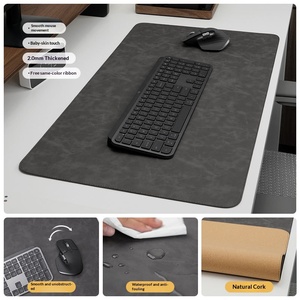 Grand tapis de souris en cuir de qualité supérieure et repose-poignets pour clavier, ensemble de six pièces, tapis de bureau antidérapant pour une saisie confortable - Product Image 1