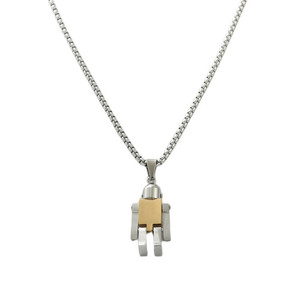 Collier pendentif robot en acier inoxydable pour homme, dessin animé géométrique rétro, cadeau 120185 - Product Image 2