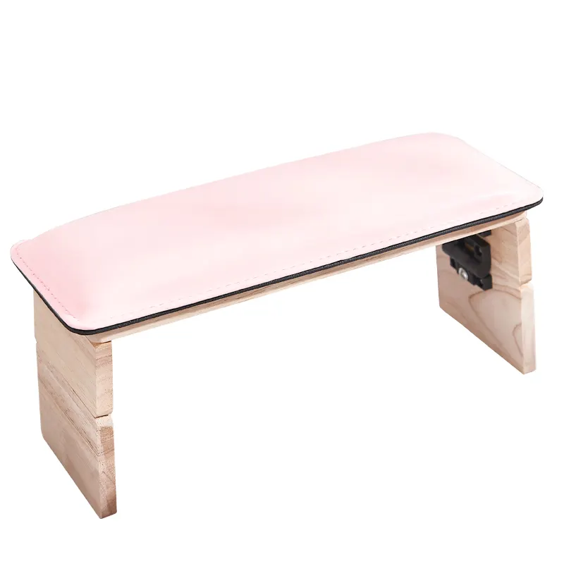 Высококачественная деревянная подушка из микрофибры, розовая Подушка для ногтей, подлокотник с логотипом, двойная складная подушка для рук для салона красоты ногтей