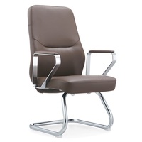 Chaise de bureau ergonomique en cuir, économique, pour usage commercial, avec base en métal en forme d'arc, confortable, pour les conférences