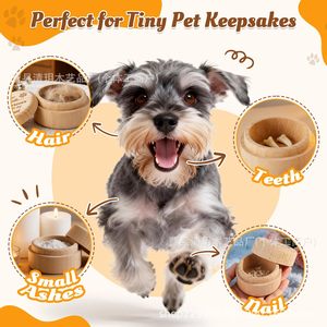 Wooden Pet Hair Keepsake Box 5.4 x 5.2 x 5.2 Cm Round Secure Storage <b>For</b> Fur Teeth <b>Ashes</b> Memorial Gift - Product Image 3
