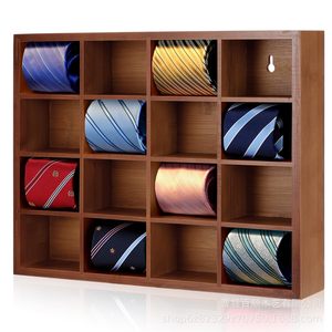 Support mural en bois pour cravates, compartimenté, 4 niveaux, sans perçage, organisateur de vêtements pour cravates, foulards et ceintures pour hommes - Product Image 5