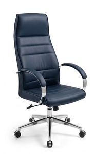 Chaise de bureau tendance en similicuir avec base métallique pivotante, roulettes réglables et assise ergonomique pour usage professionnel - Product Image 2